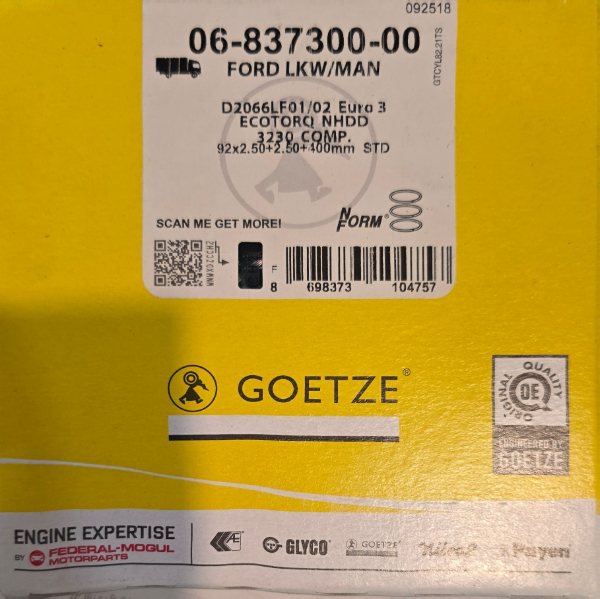 رینگ پمپ باد fh500 گتزه 92 سایز std 000--300 استاندارد