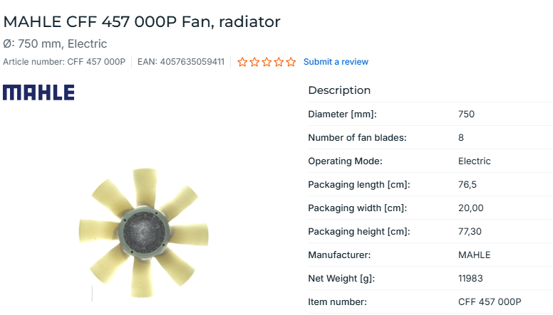 فن و پروانه برقی دور بزرگ fh   131   ماهله بهر cff457000p